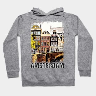 Amsterdam Netherlands Vintage Travel Poster Retro Postcard Art Style Hoodie